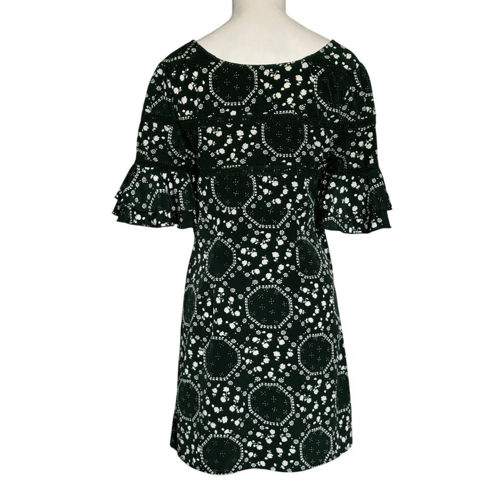 Free People Black White Floral Geometric Mini Dress Tunic Size 2 Lace Trim - Picture 5 of 12